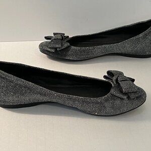 Jessica Simpson Mugara Slip on Ballet Flats with Bow Black Metallic Women's 7.5M